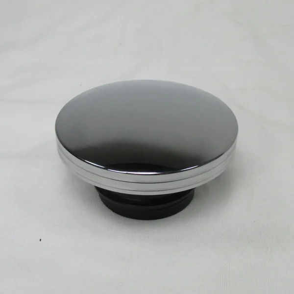 Chrome DOMED Vented LEFT AND RIGHT Side Fat Bob Gas Caps - Billet Aluminum, For 1982-Up Harley Davidson 2-Piece Fat Bob Tanks, Sold As A Pair - Image 4