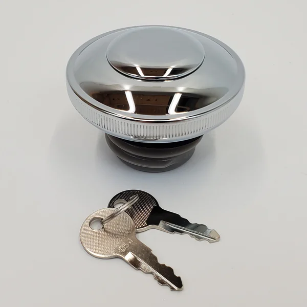 Chrome Locking Gas Cap for 1996-2025 Harley Road King, Softail, Dyna, FXR & 1996-2022 Sportster Models (Except RH) - Right Hand Thread VENTED with 2 Keys - Does NOT Fit Models with Dash or Fuel Door - 0703-0230