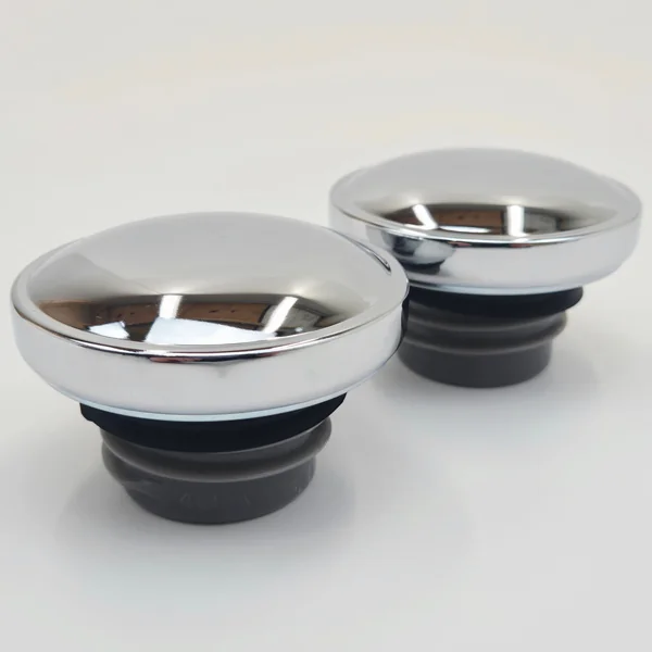 Chrome OEM Style Vented & Non-Vented Dual Gas Caps Set for 1982-1999 Harley Softail Fat Bob with Split 2-Piece Gas Tanks - SOLD AS A SET - Left and Right Hand Thread - Replaces HD# 61272-92A