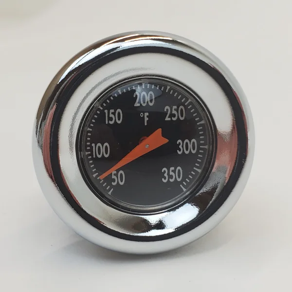Chrome Oil Tank Dipstick w/Oil Temperature Gauge - Black Gauge Face - Fits 1970-1984 FL 4 spd, 1971-1985 FX, 1980-1991 Tour Glide FLT, 1982-1994 FXR & 1970-1978 Sportster XLCH - Replaces HD# 62666-87T - Image 2