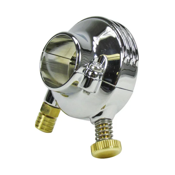 Chrome "Old School" Style Throttle Housing for 1" Harley Handlebars & Custom Applications with A Single 1/4"-20 Threaded Throttle Cable - Chrome with Brass Hardware