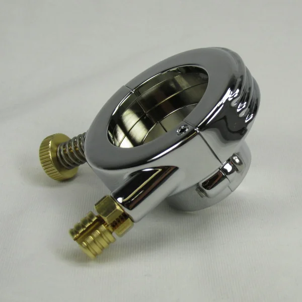Chrome "Old School" Style Throttle Housing for 1" Harley Handlebars & Custom Applications with A Single 1/4"-20 Threaded Throttle Cable - Chrome with Brass Hardware - Image 3