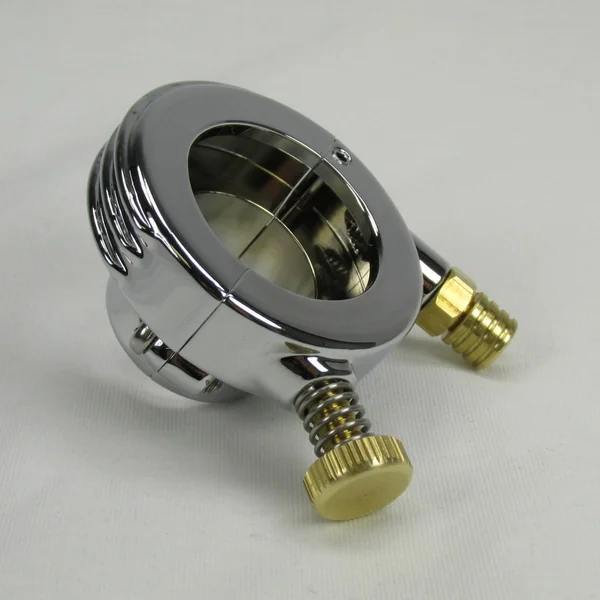 Chrome "Old School" Style Throttle Housing for 1" Harley Handlebars & Custom Applications with A Single 1/4"-20 Threaded Throttle Cable - Chrome with Brass Hardware - Image 4