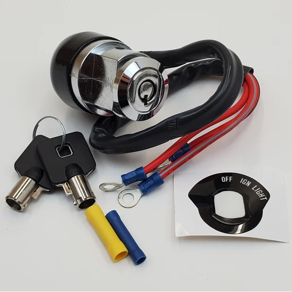 Chrome Plated 3 Position Ignition Switch (Off, Ignition, Ignition w/Lights) with 2 Tamper Resistant Round Keys for 1979-2003 Harley Sportster XL, 1991-2005 Dyna FXD (Except Dyna Wide Glide FXDWG) & Custom Applications - Replaces HD# 71705-97