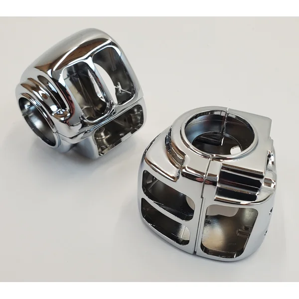 Chrome Plated Switch Housing Covers with Mounting Hardware & Thumb Screw Throttle Lock Assembly for 1996-2006 Harley Touring, Softail, Dyna, FXR, V-Rod & Sportster Models (Except for Models with Radio Controls) - Image 2