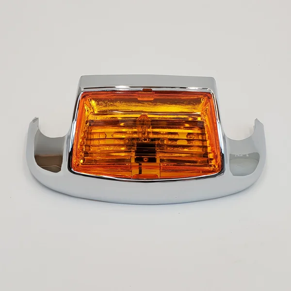 Chrome Rear Fender Tip Light w/Amber Lens 1980-2008 Harley Street Glide, Road Glide, Road King, Electra Glide, Heritage Softail Classic FLSTC & 1993-1996 Softail Deluxe FLSTN Replaces HD# 59082-79 - Image 2