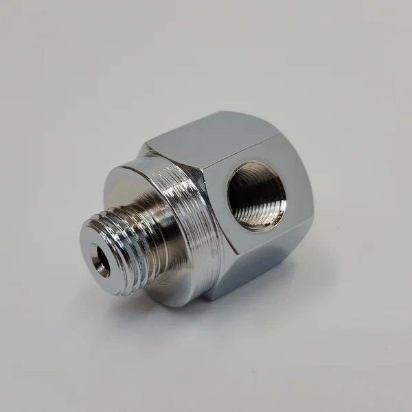 Chrome Rocker Box Mounted Oil Pressure Gauge Adapter for Late 1971-1984 Harley Shovelhead Big Twin FX/FL Electra Glide, Tour Glide, Wide Glide, Sport Glide, Low Rider & 1971-1985 Ironhead Sportster XL – For 1/8” NPT Gauge - Made in USA - Image 3