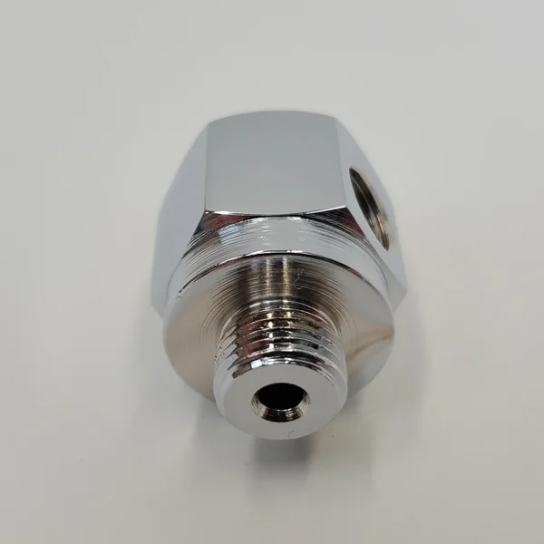 Chrome Rocker Box Mounted Oil Pressure Gauge Adapter for Late 1971-1984 Harley Shovelhead Big Twin FX/FL Electra Glide, Tour Glide, Wide Glide, Sport Glide, Low Rider & 1971-1985 Ironhead Sportster XL – For 1/8” NPT Gauge - Made in USA - Image 4