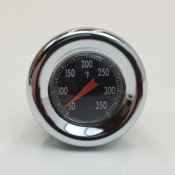 Chrome Shorty Style 2-⅞” Oil Tank Dipstick with Oil Temperature Gauge (50 to 350) For ALL 2000-2017 Harley Softail FXST / FLST Models - Black Gauge Face with Chrome Bezel - Replaces HD Part# 62896-00 - Image 2