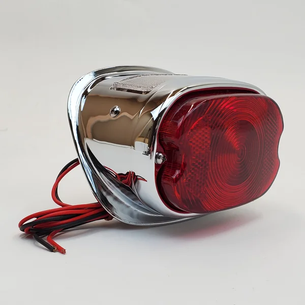 Chrome Squareback Tail light w/Tag Light for 1955-1972 Harley FX/FL Big Twin, 1956-1972 Sportster XL & Custom Applications – For 12 Volt Systems - Replaces HD# 68010-64B - Image 2