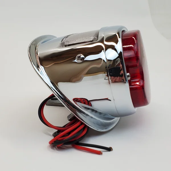 Chrome Squareback Tail light w/Tag Light for 1955-1972 Harley FX/FL Big Twin, 1956-1972 Sportster XL & Custom Applications – For 12 Volt Systems - Replaces HD# 68010-64B - Image 3
