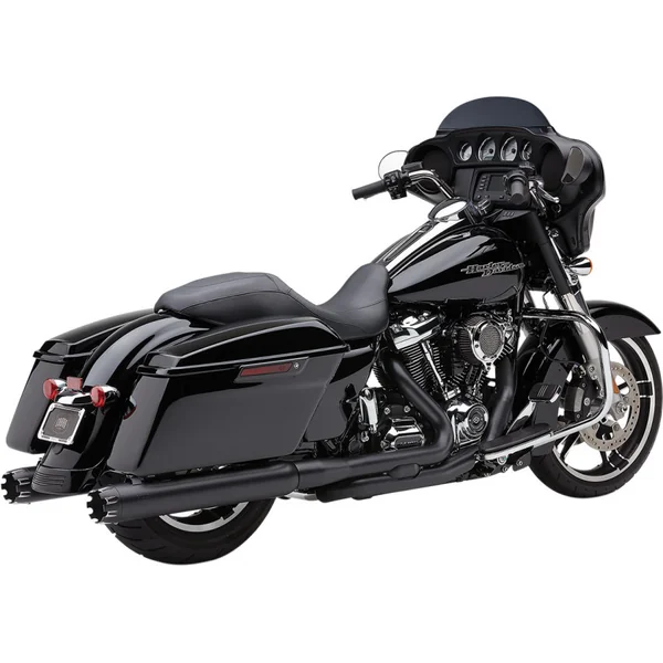 Cobra 4" Slip-On Exhaust Mufflers for 2017-2023 Harley Touring - Black w/ Machined Tip - Image 2