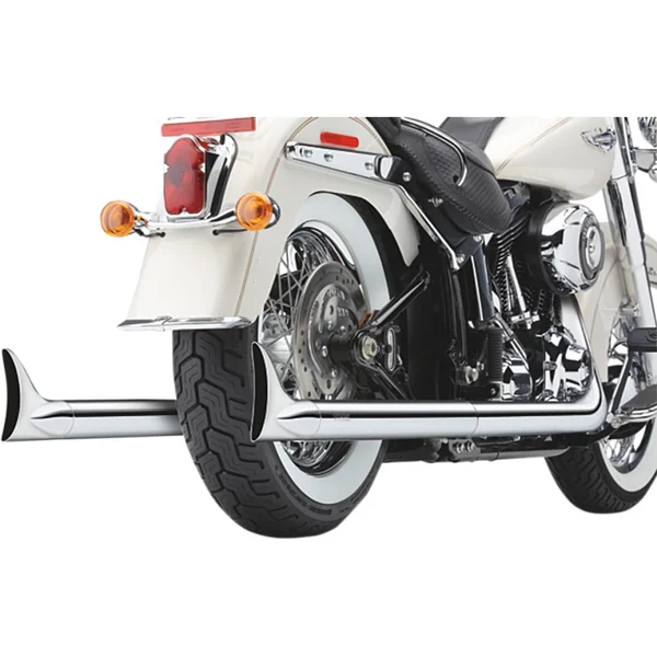 Cobra Chrome Dual Exhaust System with Fishtail Tips for 1997-2006 Harley Softail