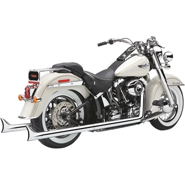 Cobra Chrome Dual Exhaust System with Fishtail Tips for 1997-2006 Harley Softail - Image 2