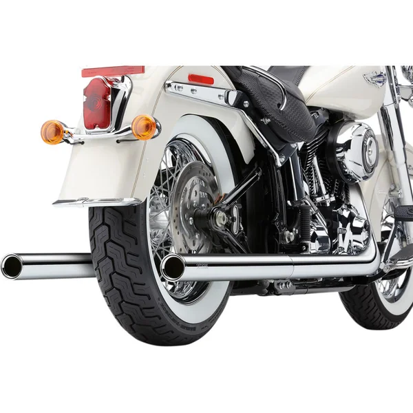 Cobra Chrome Dual Exhaust with Billet Tips for 2012-2017 Harley Softail