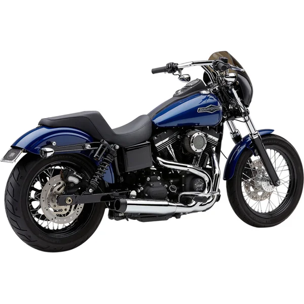 Cobra El Diablo 3.5" 2-Into-1 Exhaust for 2006-2011 Harley Dyna - Chrome w/ Billet Tip - Image 2