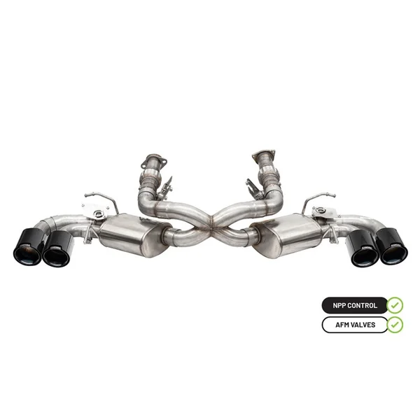 Corsa 3.0" Cat-Back Exhaust, w/ Factory NPP, Twin 4.5" Carbon Fiber/Black PVD Tips, w/ NPP and AFM2020-2026 C8 Corvette & E-Ray
