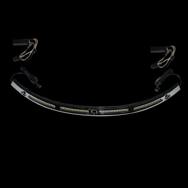 Custom Dynamics® Genesis 4 Dynamics LED Lighted Batwing Fairing Windshield Trim with White/Amber LED Turn Signals - Black with Smoked LEDs - Fits 2014-Up Harley Street Glide FLHX & Electra Glide FLHT Models - Lifetime Warranty - Image 3