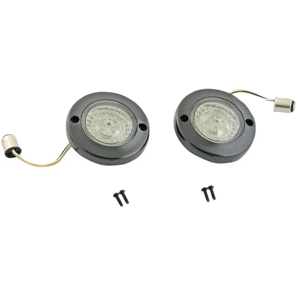 Custom Dynamics Probeam Flat Bezel Dynamic Rings LED Front Turn Signal Inserts for Harley - Black