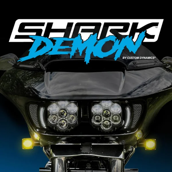 Custom Dynamics Shark Demon 2 Performance Headlight for 2015-2023 Harley Road Glide - Image 3