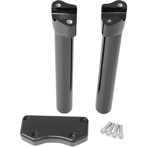 Drag Specialties 10" Straight Handlebar Risers/Top Clamp Kit - Gloss Black