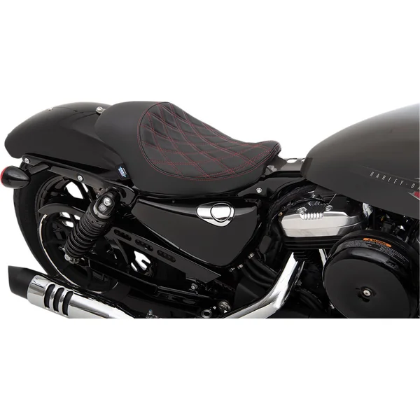 Drag Specialties 3/4 Solo Seat for 2004-2020 Harley Sportster - Red Double Diamond