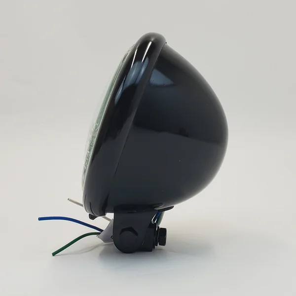 Drag Specialties 5-3/4" Satin Black Halogen Round Motorcycle Headlight with Bottom Springer Style Mount/Bracket - 12V High Low Beam H4 60/55W Bulb - DOT Approved - Image 3