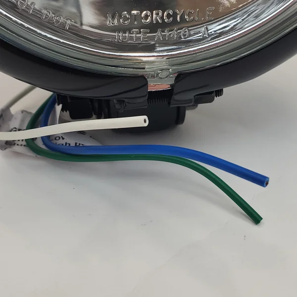 Drag Specialties 5-3/4" Satin Black Halogen Round Motorcycle Headlight with Bottom Springer Style Mount/Bracket - 12V High Low Beam H4 60/55W Bulb - DOT Approved - Image 5