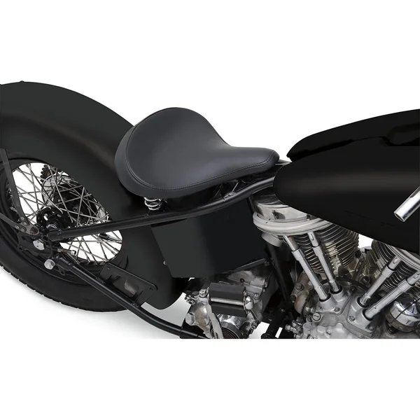 Drag Specialties Black Vinyl Large Spring Solo Seat - Smooth - Image 2