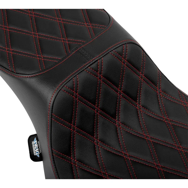 Drag Specialties Extended Reach Predator III 2-Up Seat for 2024 Harley Touring* - Red Double Diamond - Image 2