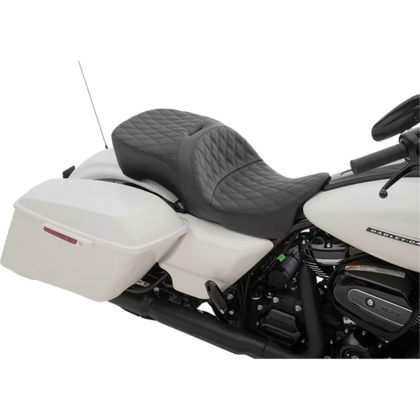 Drag Specialties Large Touring Seat That Accepts Frame Mounted Backrest for 2009-2023 Harley Touring - Double Diamond Stitch - Image 2