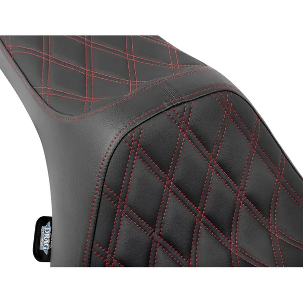 Drag Specialties Predator III 2-Up Seat for 2024 Harley Touring* - Red Double Diamond - Image 2