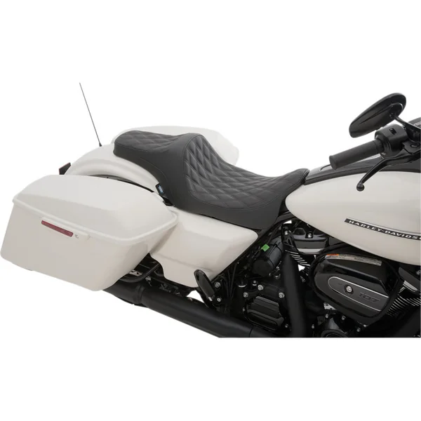 Drag Specialties Predator III Seat for 2008-2023 Harley Touring - Double Diamond Black - Image 2