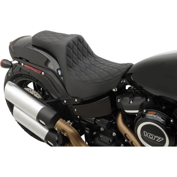 Drag Specialties Predator III Seat for 2018-2024 Harley Fat Bob - Double Diamond Black