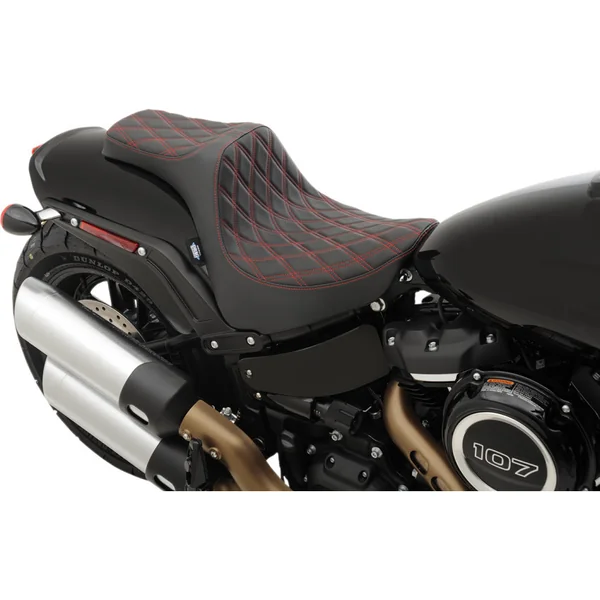 Drag Specialties Predator III Seat for 2018-2024 Harley Fat Bob - Double Diamond Red