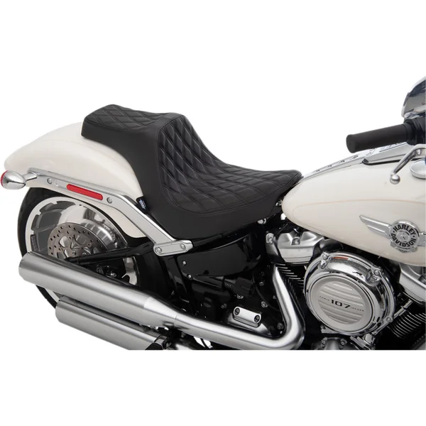 Drag Specialties Predator III Seat for 2018-2024 Harley Fat Boy - Double Diamond Black