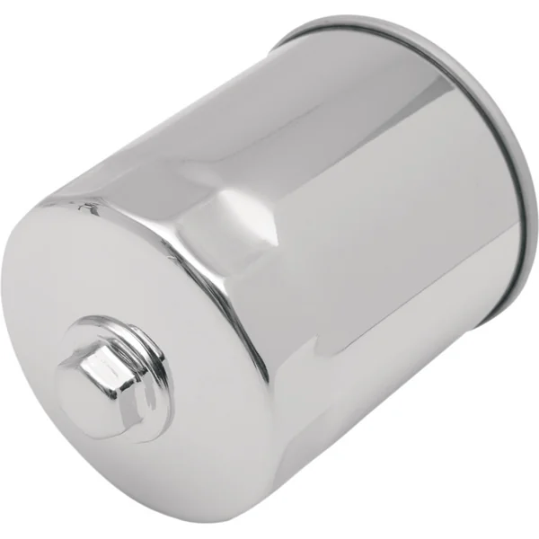 Drag Specialties Spin-On Oil Filter with Nut for Harley Evo and Sportster - Chrome