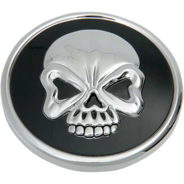 Drag Specialties Vented Skull Gas Cap for 1996-2020 Harley - Chrome/Black