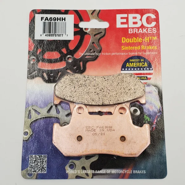 EBC FA69HH Brake Pads for Ultima, DNA & V-Factor 4-Piston Calipers & 1980’s Honda Models - High Performance Double-H Sintered Brake Pads – Lasts Twice as Long as Organic Pads - Made in the USA