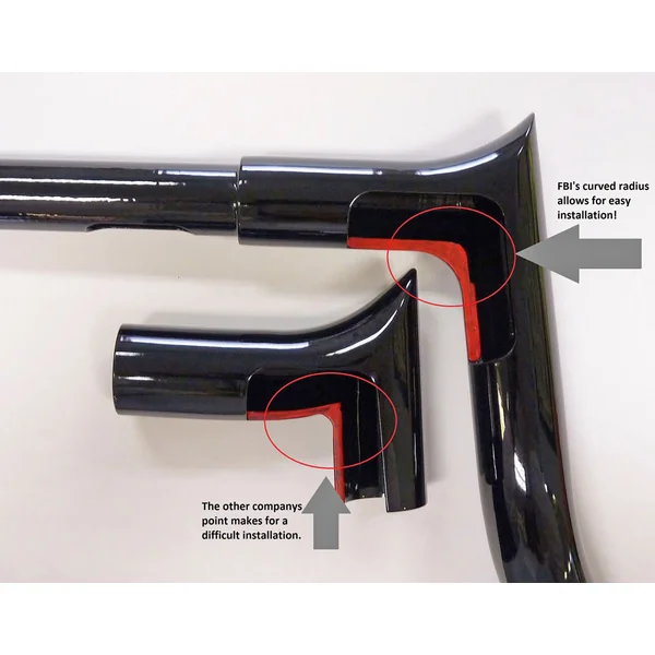 Fat Baggers, Inc.® (FBI) Pointed-Top Series Black 12" Handlebars with 1-1/4" Clamp for 1986-2018 Road King & Heritage Softail FLHR, FLST and 1999-2013 Road Glide FLTR Models (Except Springers) - Made In USA - Image 4