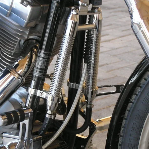 Finned Billet Oil V-Cooler for MOST Harley Models - Bolts to Down tubes - Chrome Finish - Motorcycle Custom Chopper Bobber - Image 2