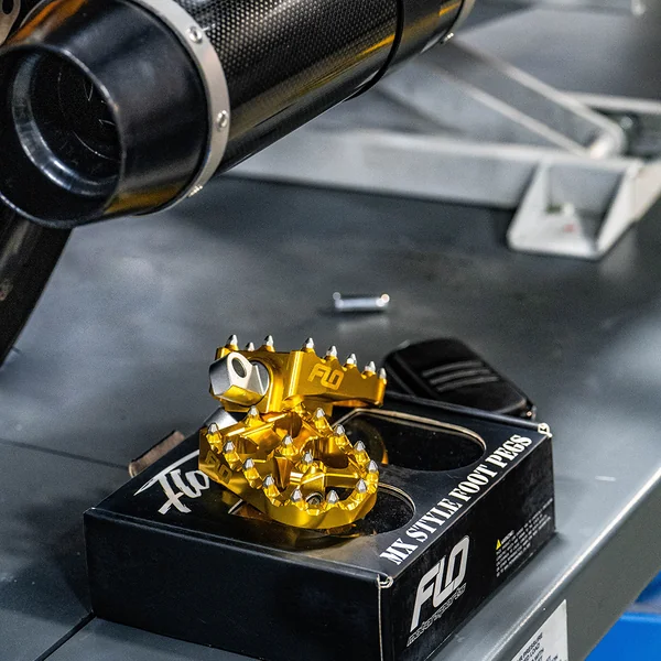 Flo Motorsports Moto Style Foot Pegs for Harley - Gold - Image 6