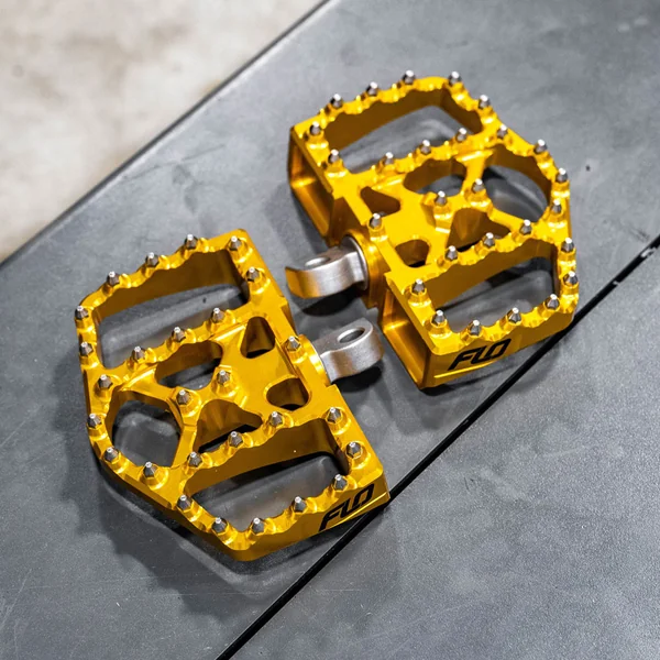 Flo Motorsports V4 Mini Floor Boards Foot Pegs for Harley - Gold - Image 4