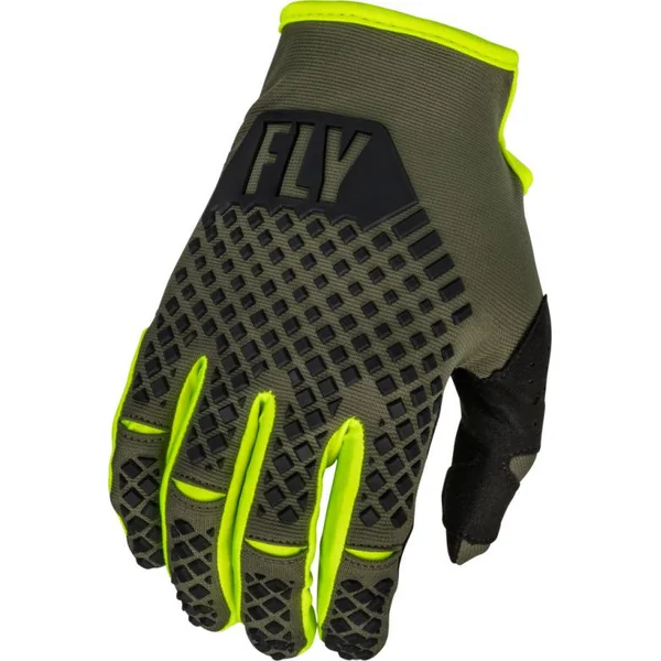 Fly Racing Youth Kinetic Diamond Plate Olive Green Gloves