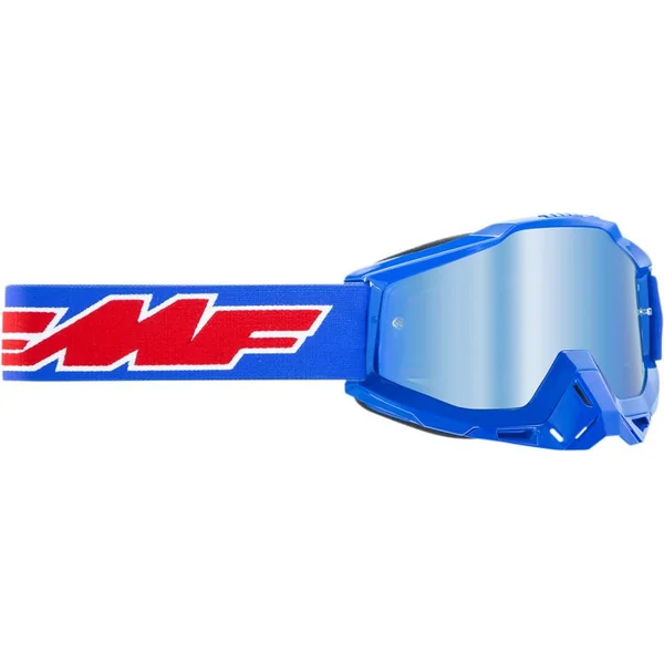 FMF PowerBomb Rocket Blue Mirrored Goggles by 100 Percent