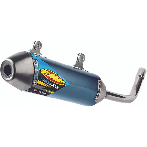 FMF Racing® Titanium/Stainless Steel PowerCore 2.1 Shorty Silencer - Anodized Blue for some 2017-2019 Husqvarna & KTM models 025214