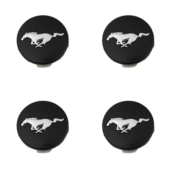 Ford Performance Gloss Black Wheel Center Caps w/ Chrome Pony Logo, Set of 42015-2026 Ford Mustang