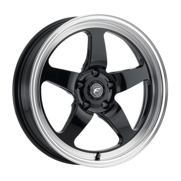 Forgestar D5 Drag Front Wheel, 18x5, Gloss Black Machined2015-2026 Ford Mustang