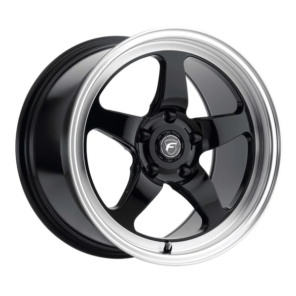 Forgestar D5 Drag Front Wheel, 18x9, Gloss Black Machined2015-2026 Ford Mustang