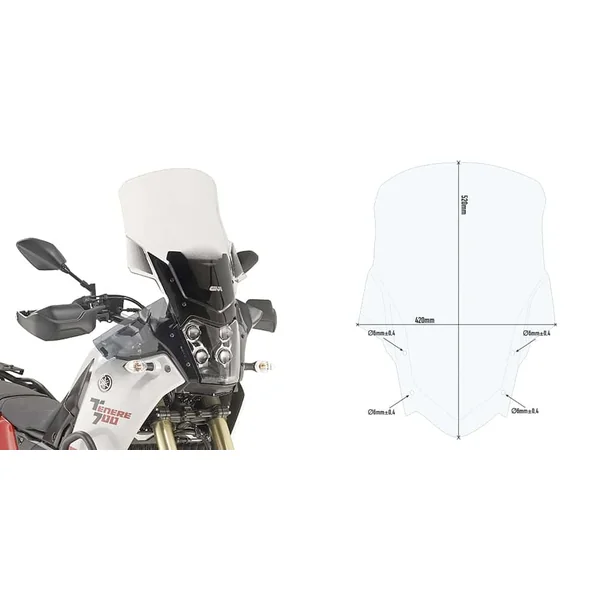 GIVI D2145 Windscreen for Yamaha Tenere 700 ’21 | Smoke or Clear